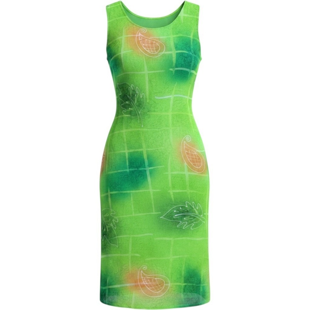 Harry & Harry Womens Size S Sleeveless Green Midi Dress Leaf & Paisley Print